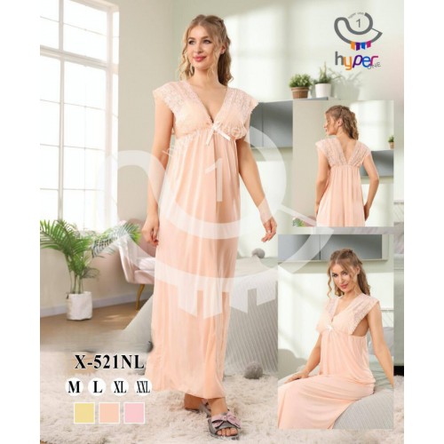 فستان نوم نسائي طويل درزن (12 حبة) رقم الموديل X-521NL (المقاسات M-XXL)
